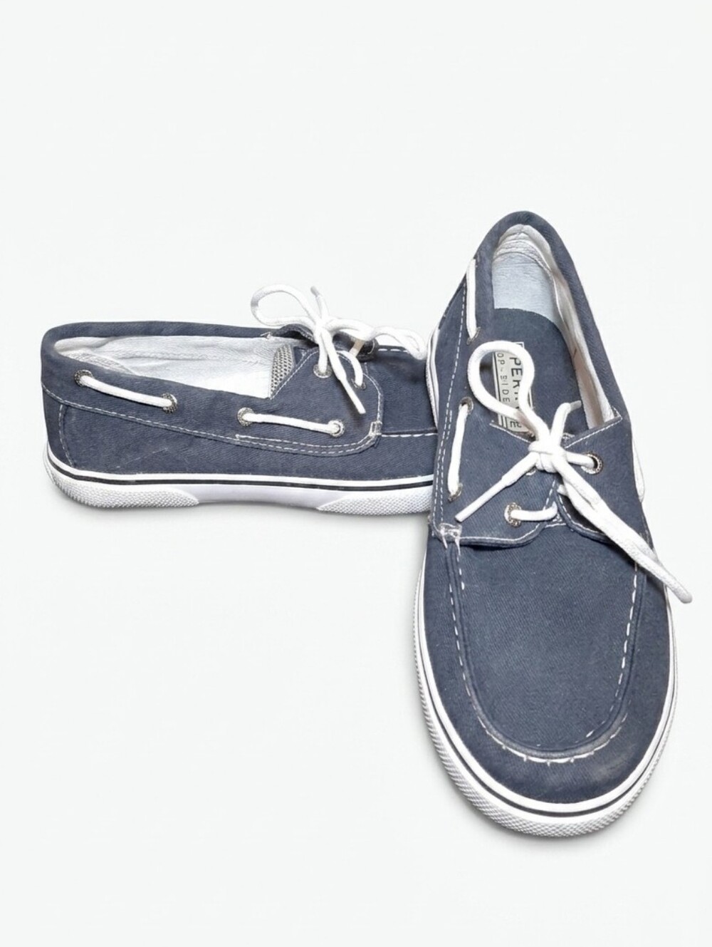Sperry Top-Sider Halyard 2-Eye Sneakers Boat Shoes Navy Blue Canvas Boys 3.5